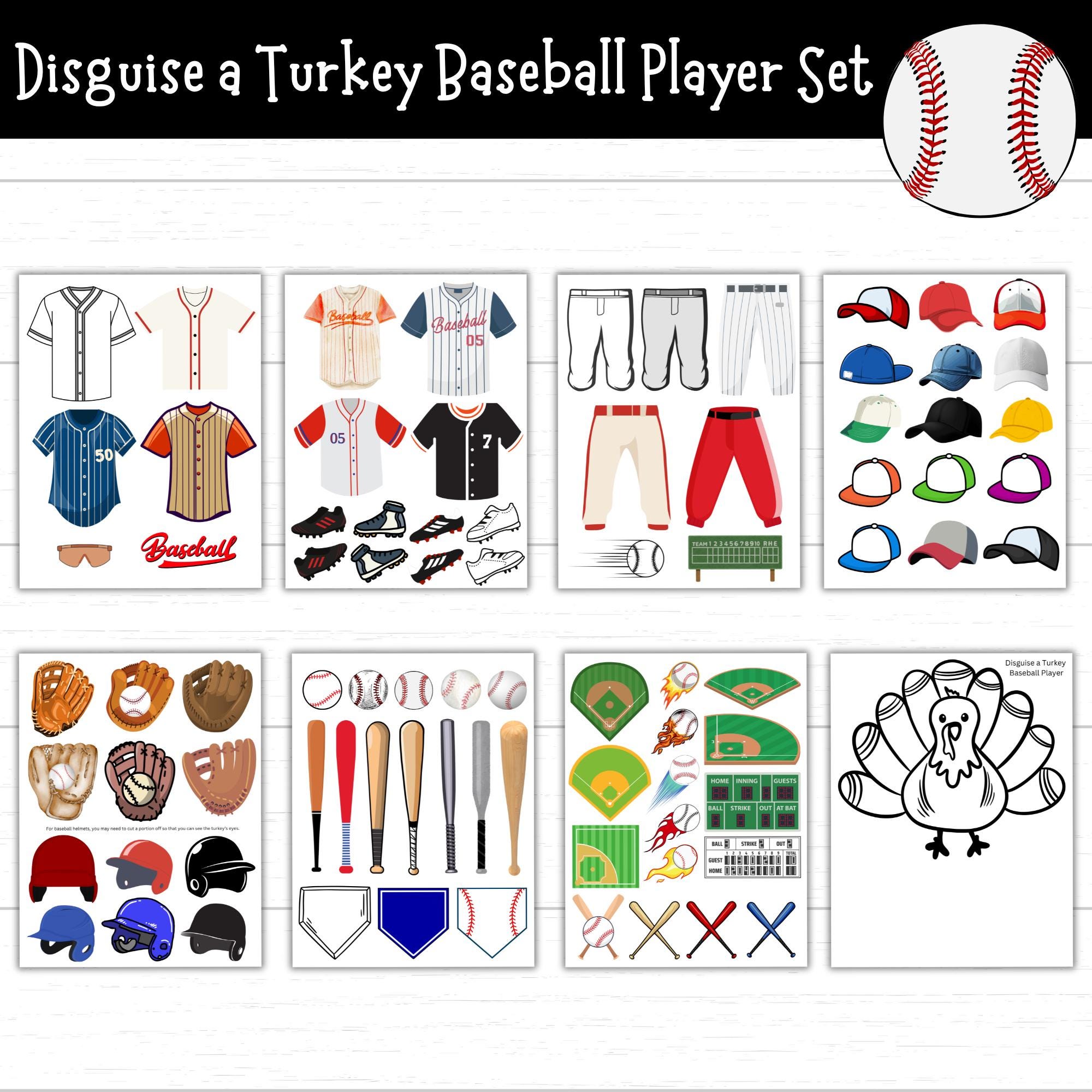 Baseball Player Turkey Disguise Printable Ultimate Mix & Match…