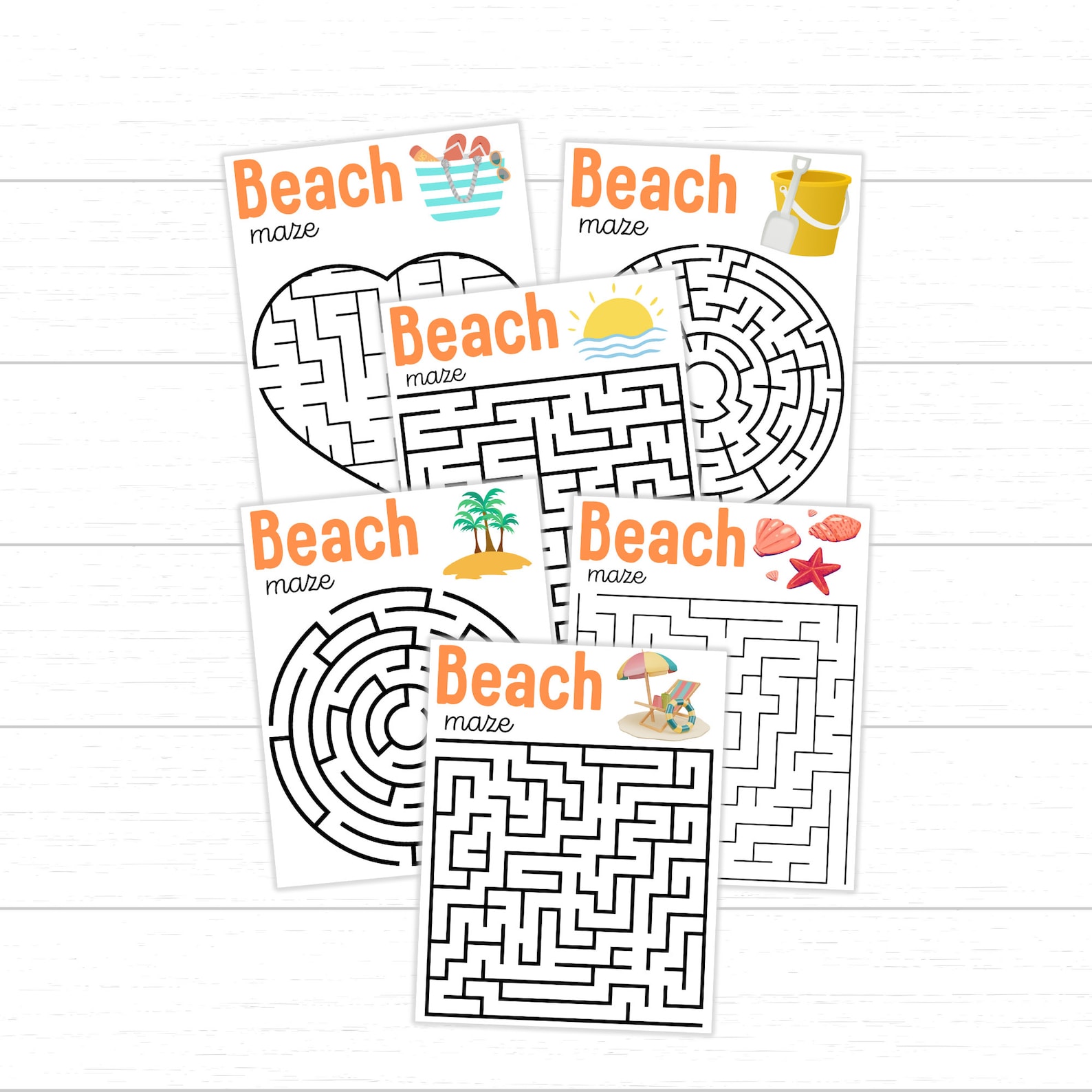 Printable Beach Mazes for Kids, Summer Activity Pack (PDF) - Etsy