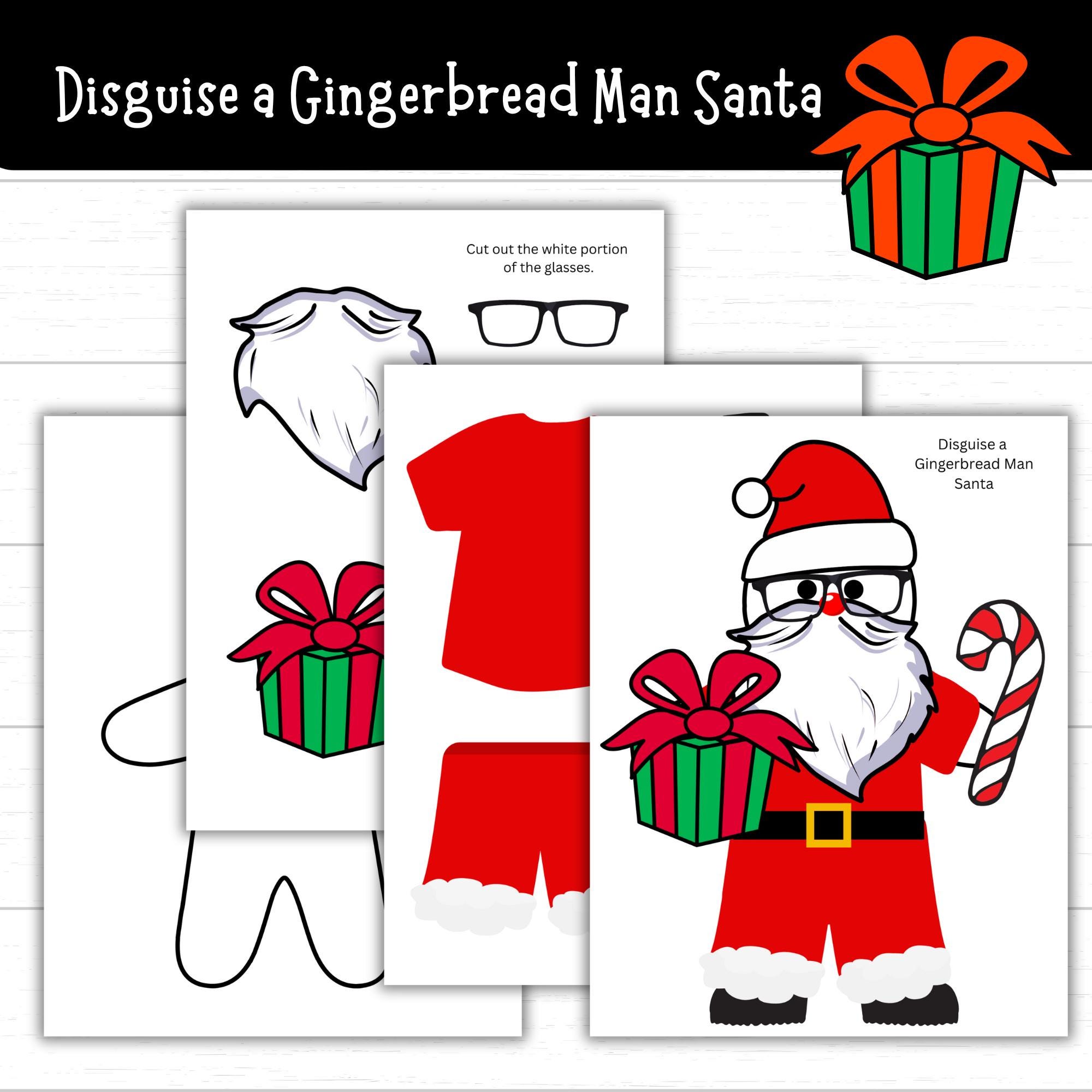Disguise a Gingerbread Man Santa, Santa Gingerbread Disguise, Printable Santa Outfit, December Project, Christmas Activity for Kids, Digital