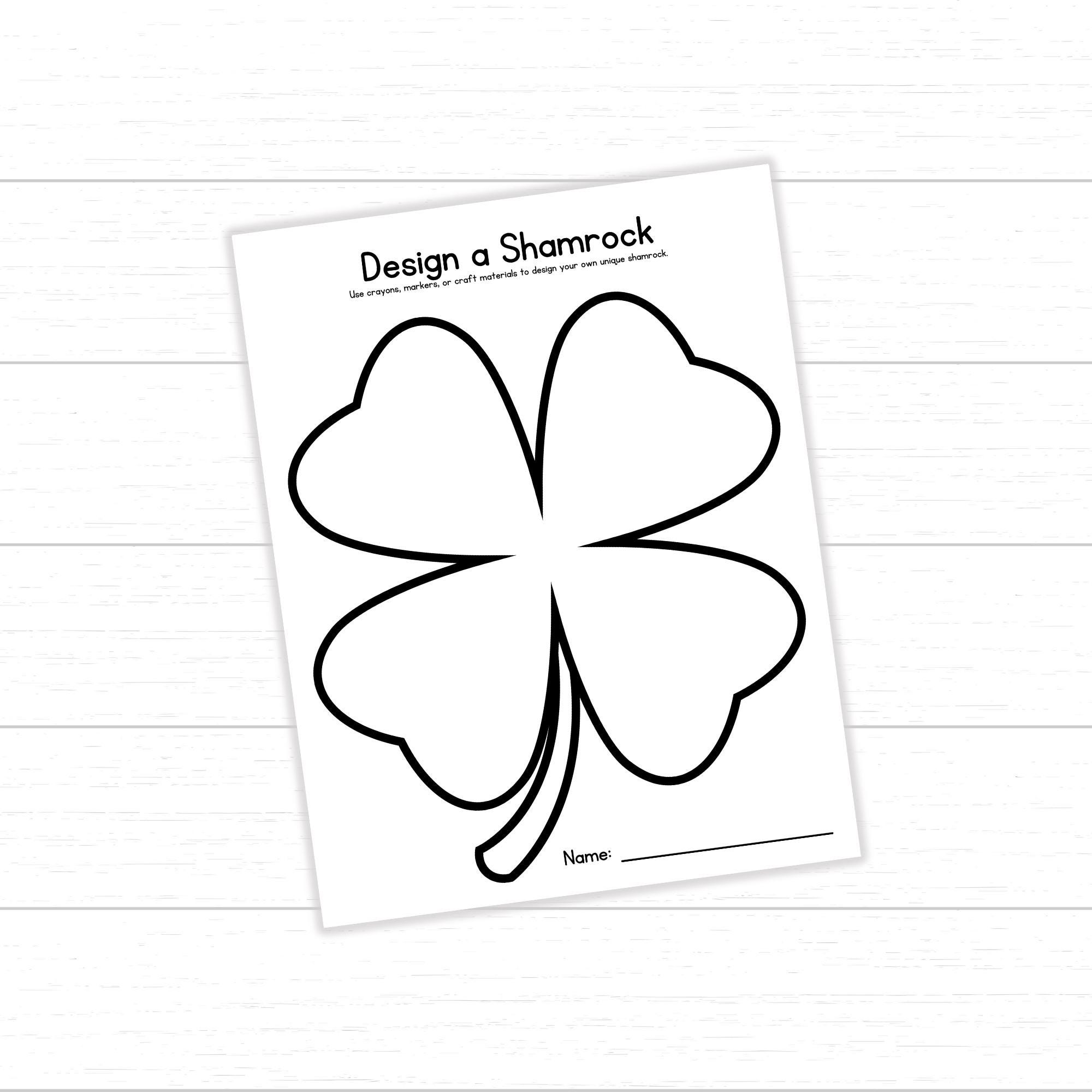 design a shamrock printable craft for kids, shamrock template