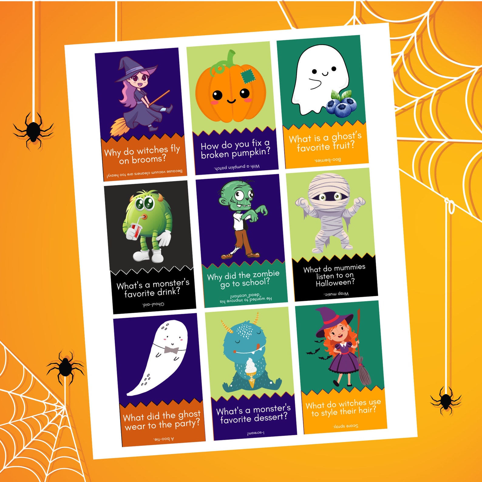 Halloween Jokes for Kids Printable, Printable Halloween Riddles ...