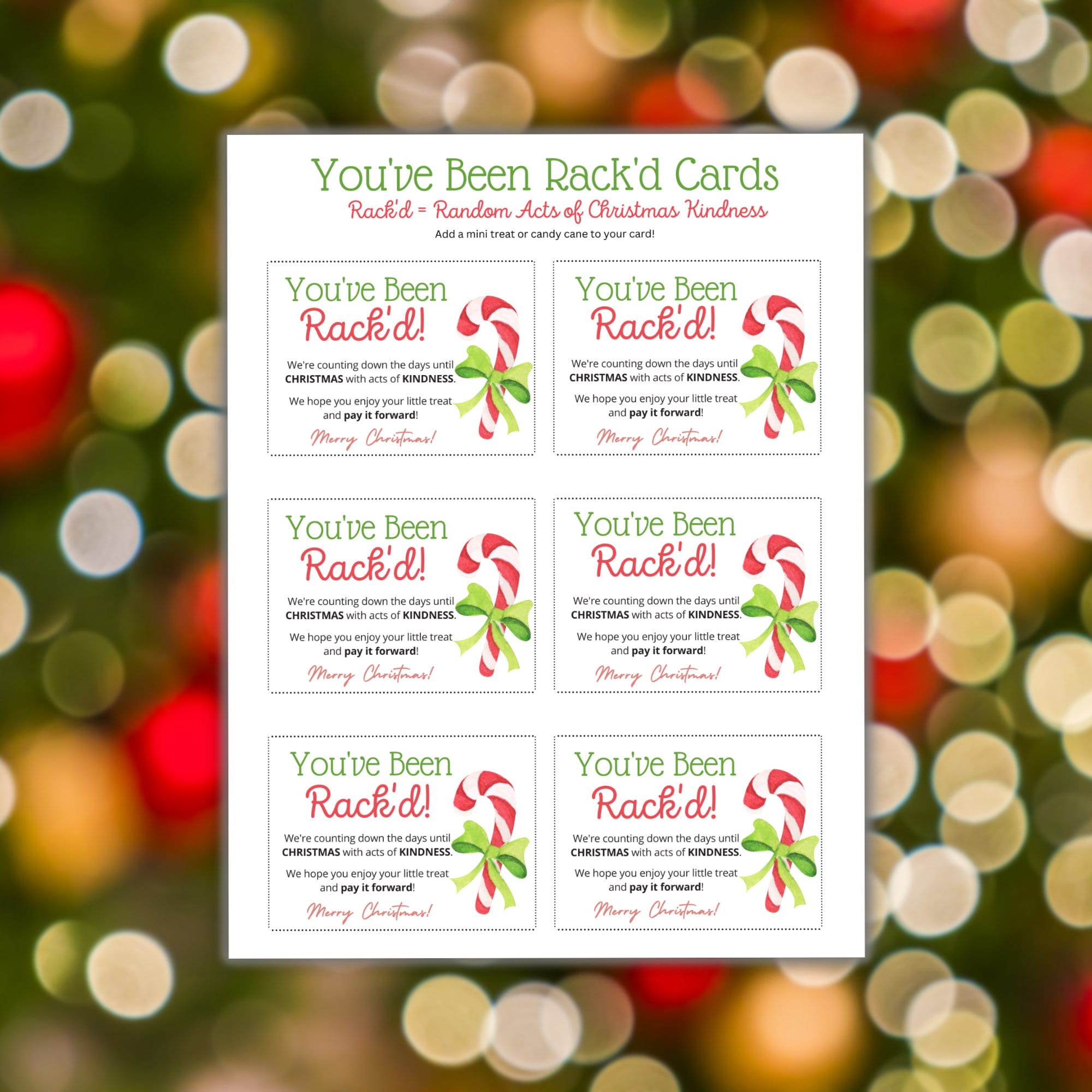 you've been rack'd printable cards, random acts of christmas