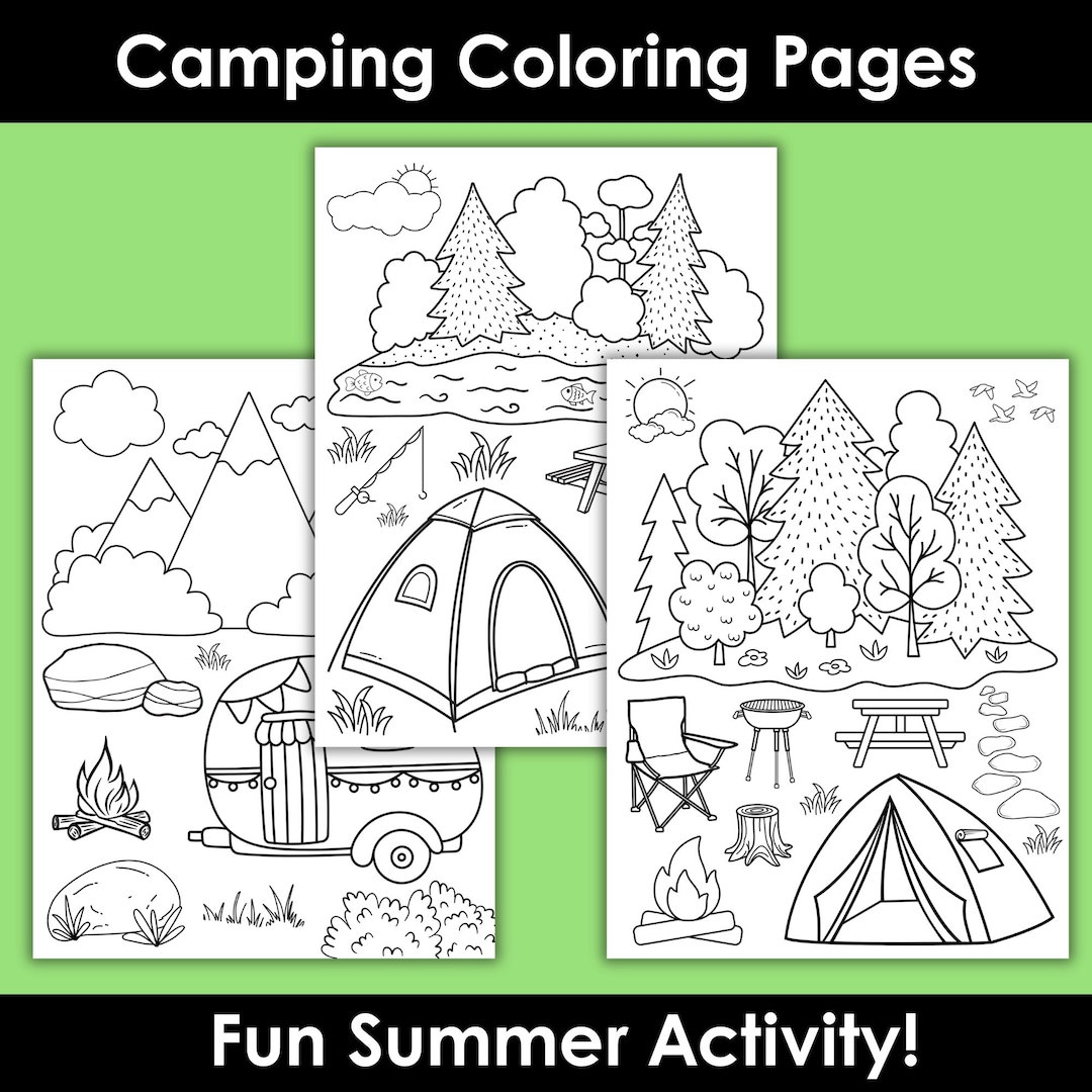 Camp Activity Coloring Pages for Kids Printable | Camping Coloring ...