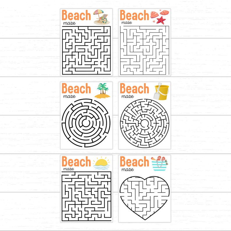 Printable Beach Mazes for Kids, Summer Activity Pack (PDF) - Etsy