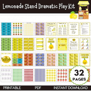 Lemonade Stand Dramatic Pretend Play Printable Kit, Lemonade Stand Printables, Summer Printables for Kids, Dramatic Play for Kids, Digital