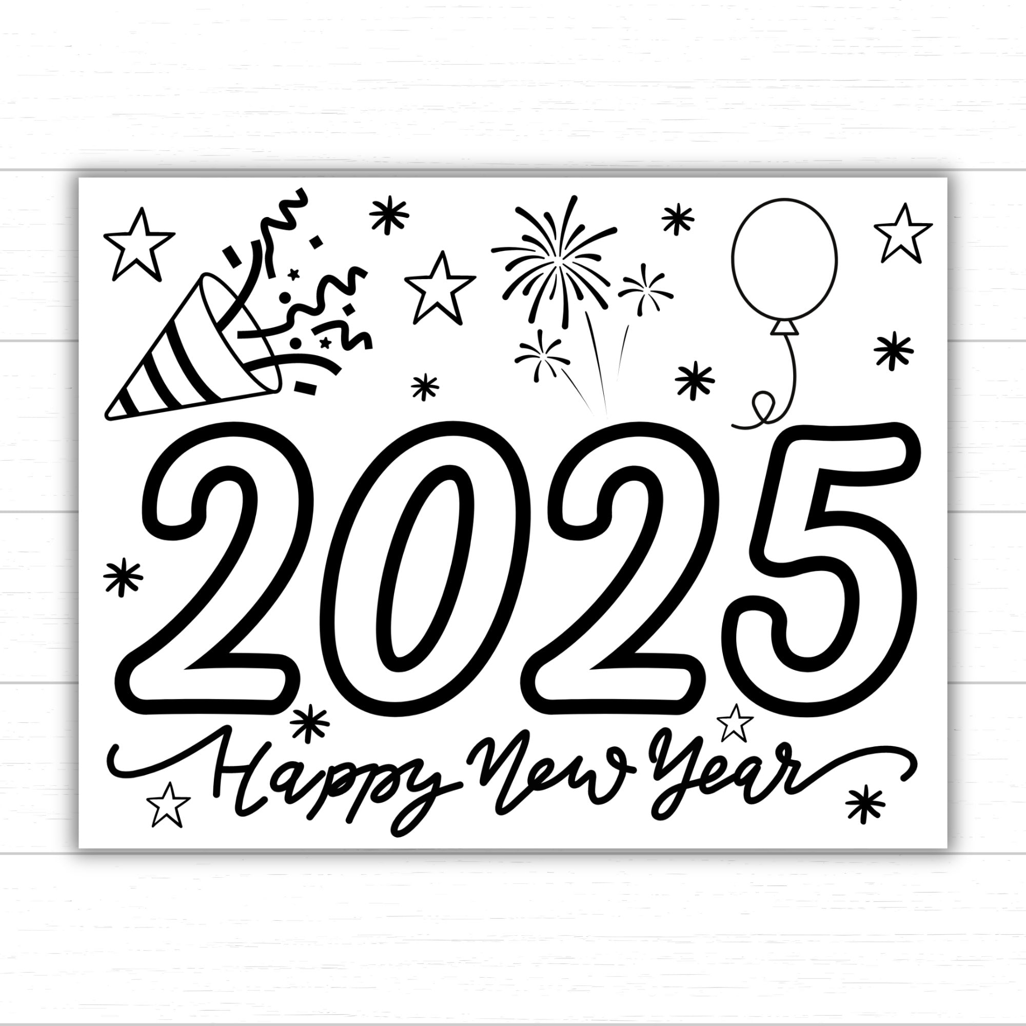 2025 Happy New Year Coloring Page, New Years Printables for Kids, Happy ...