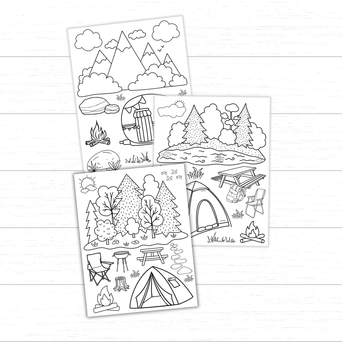 Camp Activity Coloring Pages for Kids Printable | Camping Coloring ...