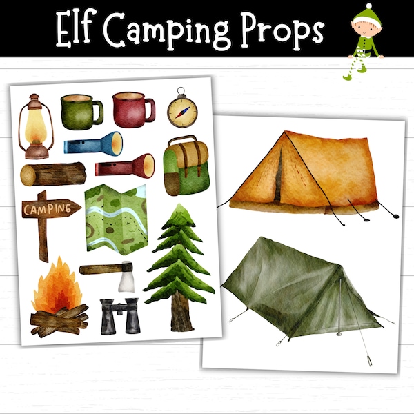 Elf Camping Props and Accessories, Elf Camping Outdoors, Elf Ideas for December, Elf Camping Set Up, Easy Elf Idea, Elf Printables, Elf Idea