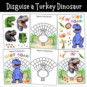 Disguise a Turkey Dinosaur, Dinosaur Turkey Disguise, Disguise a Turkey Project Idea, November Project for School, Turkey Project, Digital