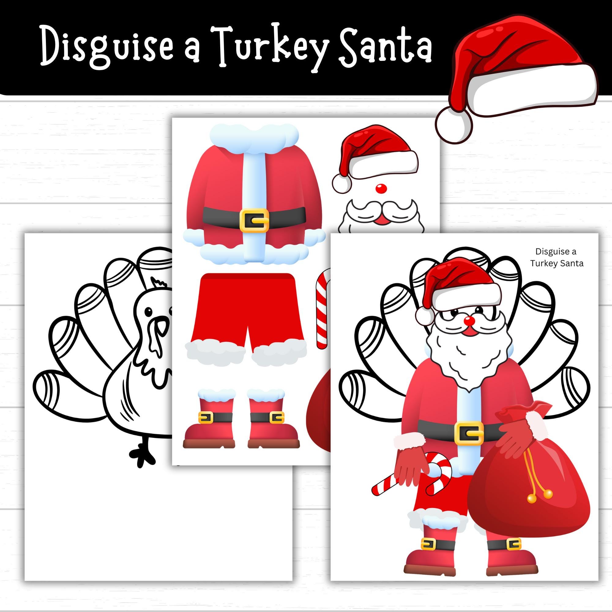 disguise a turkey santa, santa disguise a turkey, turkey in