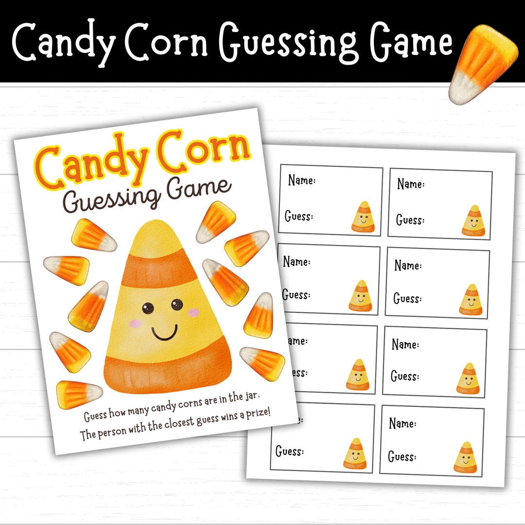 Candy Corn Guessing Game Printable, Halloween Guess How Many Game, How