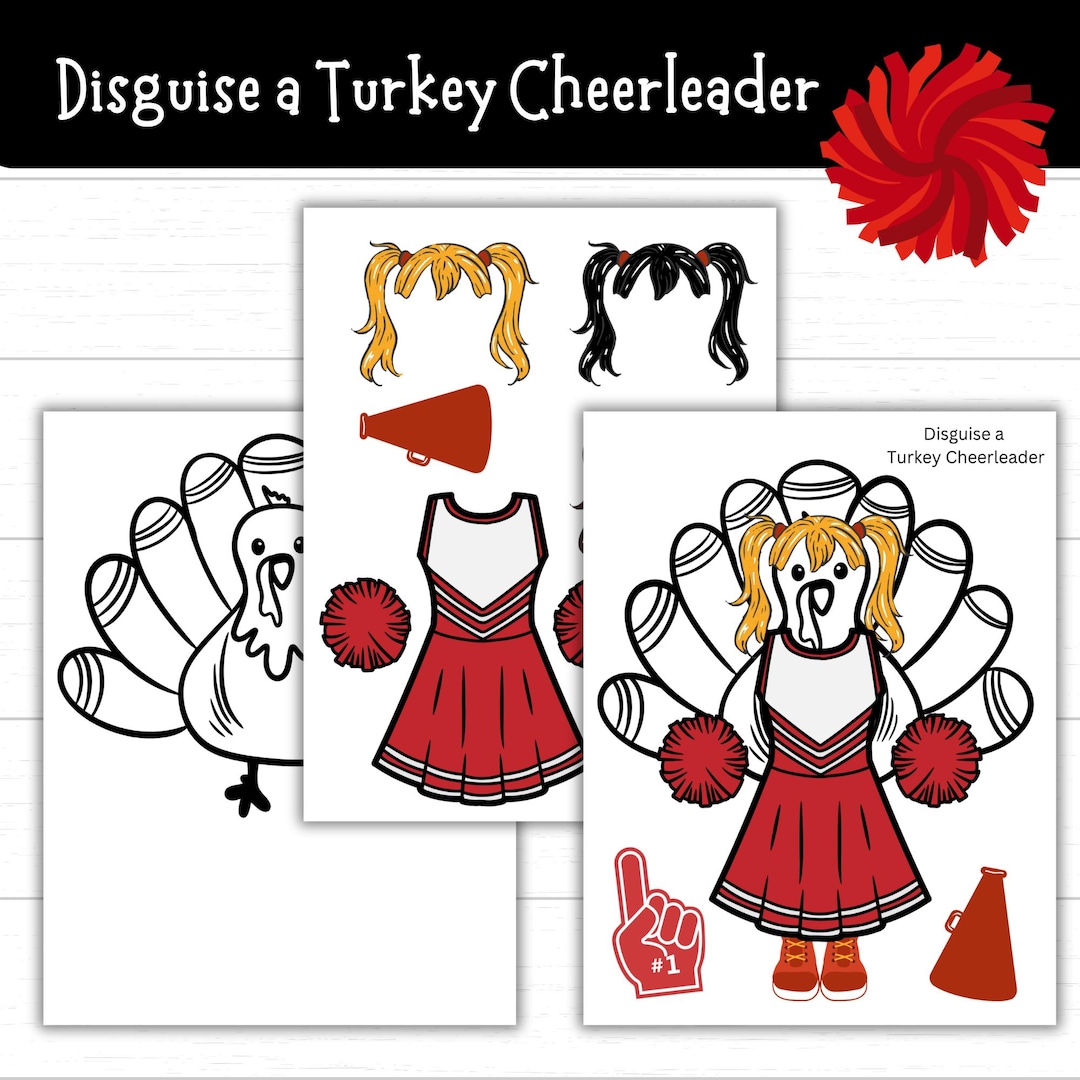 disguise a turkey cheerleader, cheerleader turkey, turkey in