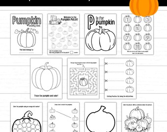 Actividades con calabazas, Hojas de trabajo con calabazas para preescolar, Actividades imprimibles con calabazas, Paquete de calabazas, Actividades de otoño, Actividades con calabazas de otoño