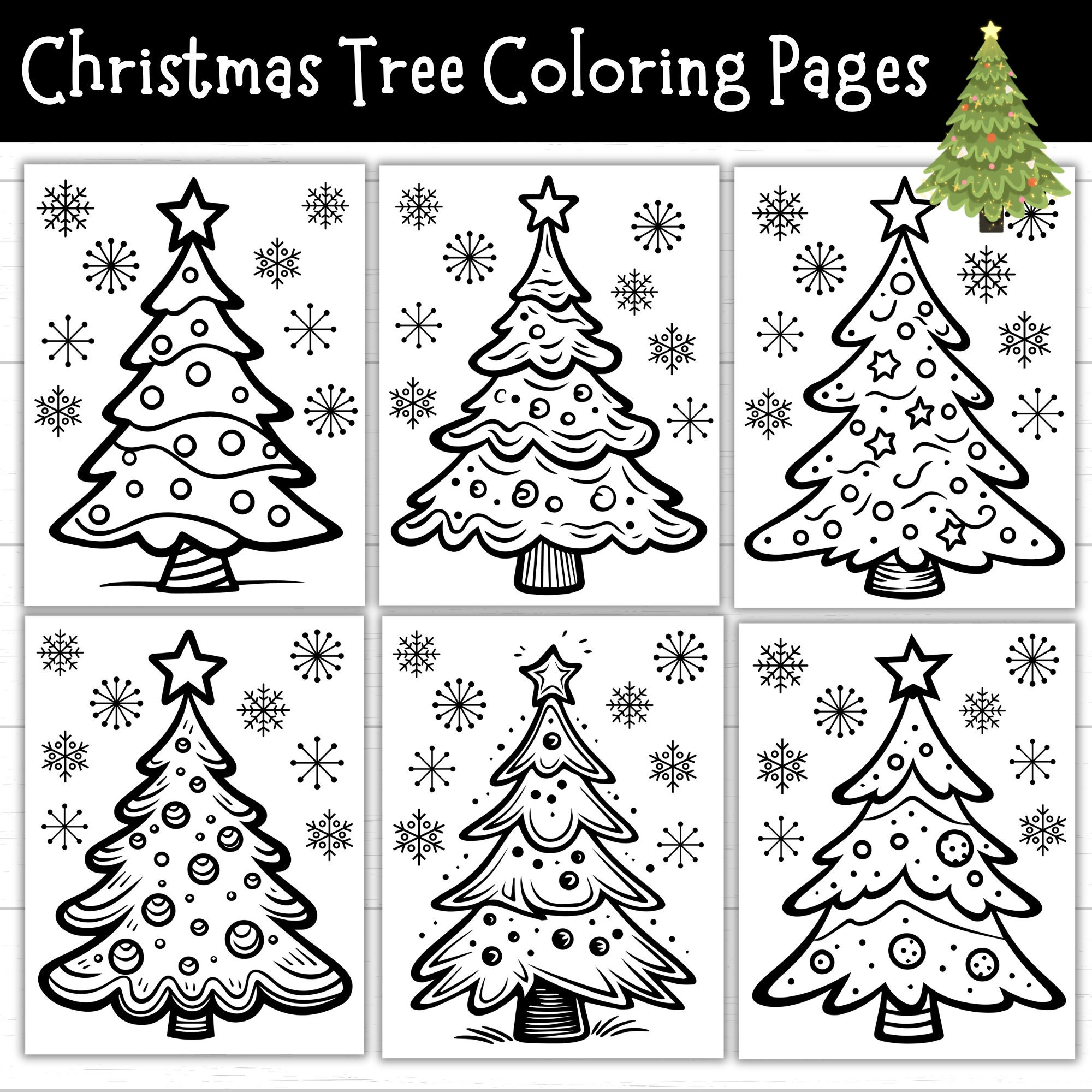 Christmas Tree Coloring Pages, Christmas Break Activity, Printable for  Kids, Decorate a Christmas Tree, Holiday Crafts for Kids, December - Etsy, image size:2000x2000