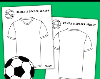 Designen Sie Ihr eigenes Fußballtrikot für Kinder - lustige Fußballaktivität, DIY Sportfertigkeit, sofortiger Download von Malseiten