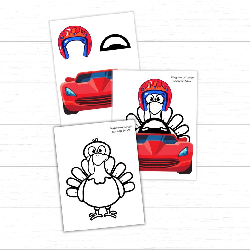 Turkey Racing Drawings Disguise a Turkey Racecar Driver, Racecar Turkey, Printable Turkey ...