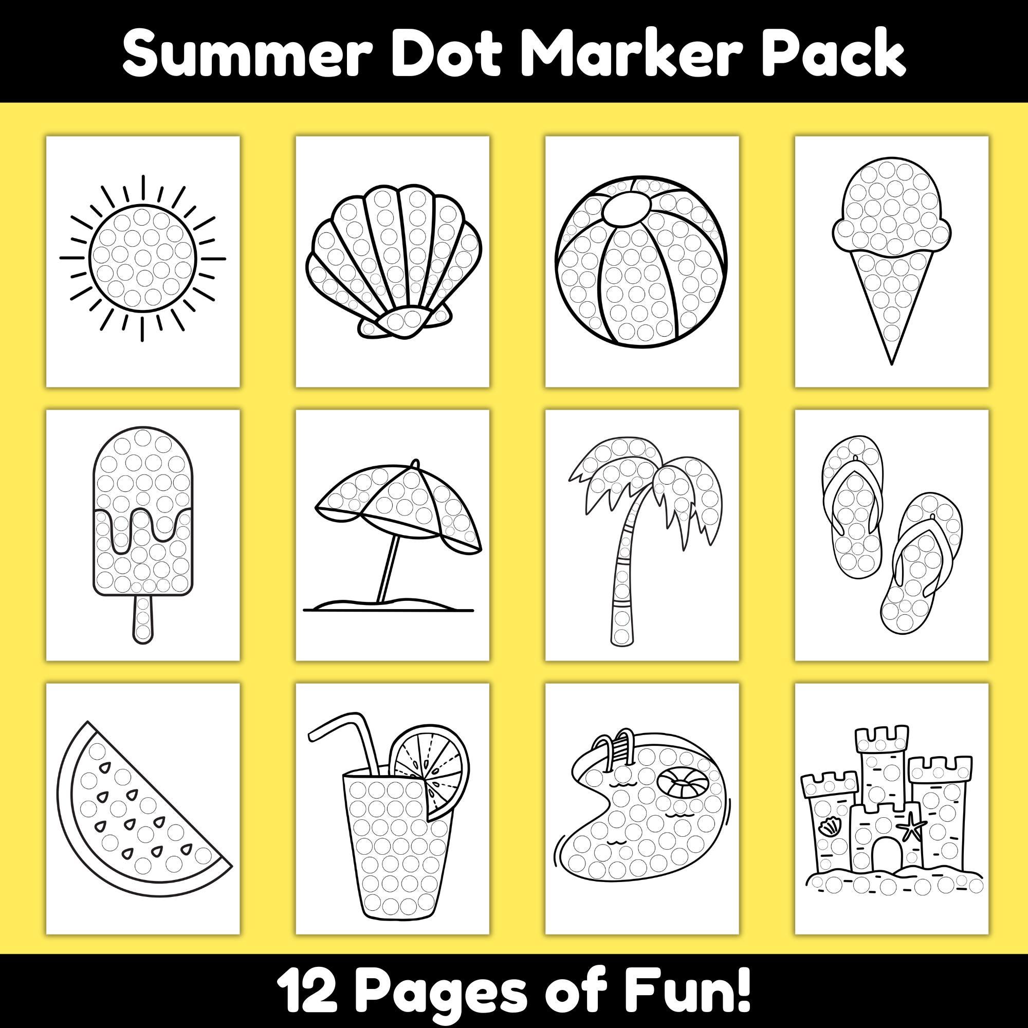 Summer Dot Marker Printables for Toddlers (ages 2-5) | 12 No Prep Do A ...