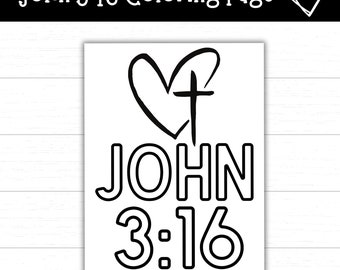 John 3:16 Coloring Page, Bible Verse Coloring Pages, Scripture Coloring, For God So Loved the World, Bible Verses, Sunday School Activity