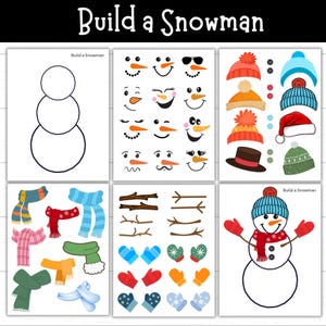 Build a Snowman Printable, Snowman Cut and Paste Printable, Printable Snowman Template, Snowman Printable for Kids, Winter Craft, Preschool