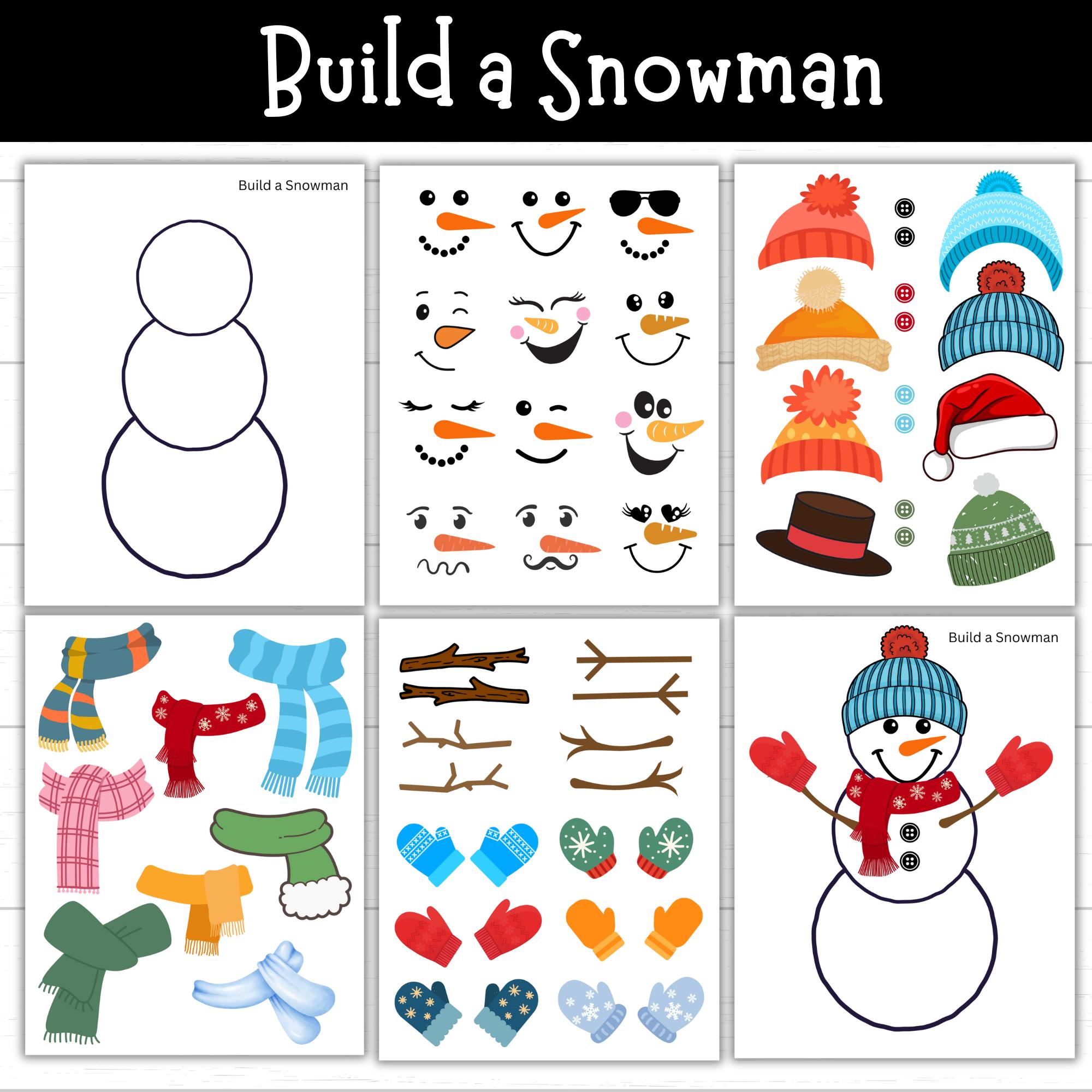 build a snowman printable, snowman cut and paste printable