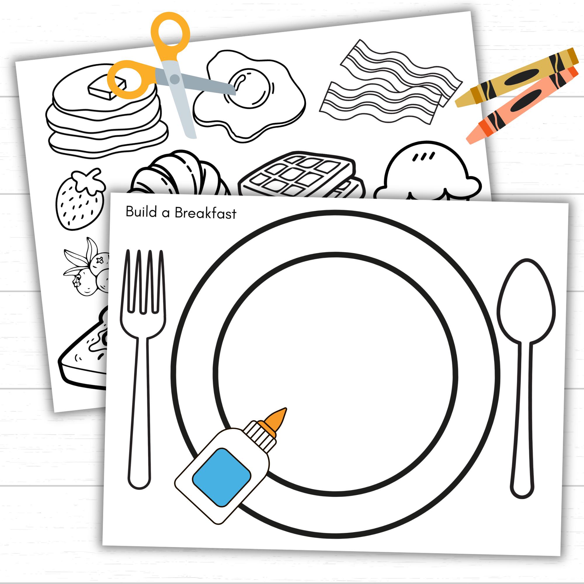 Build a Breakfast Printable for Kids – Cut and Paste Preschool Food ...