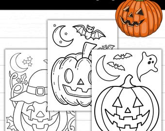 Dibujos para colorear de calabazas de Halloween, plantillas de calabazas, actividades de otoño, preescolar y jardín de infantes.