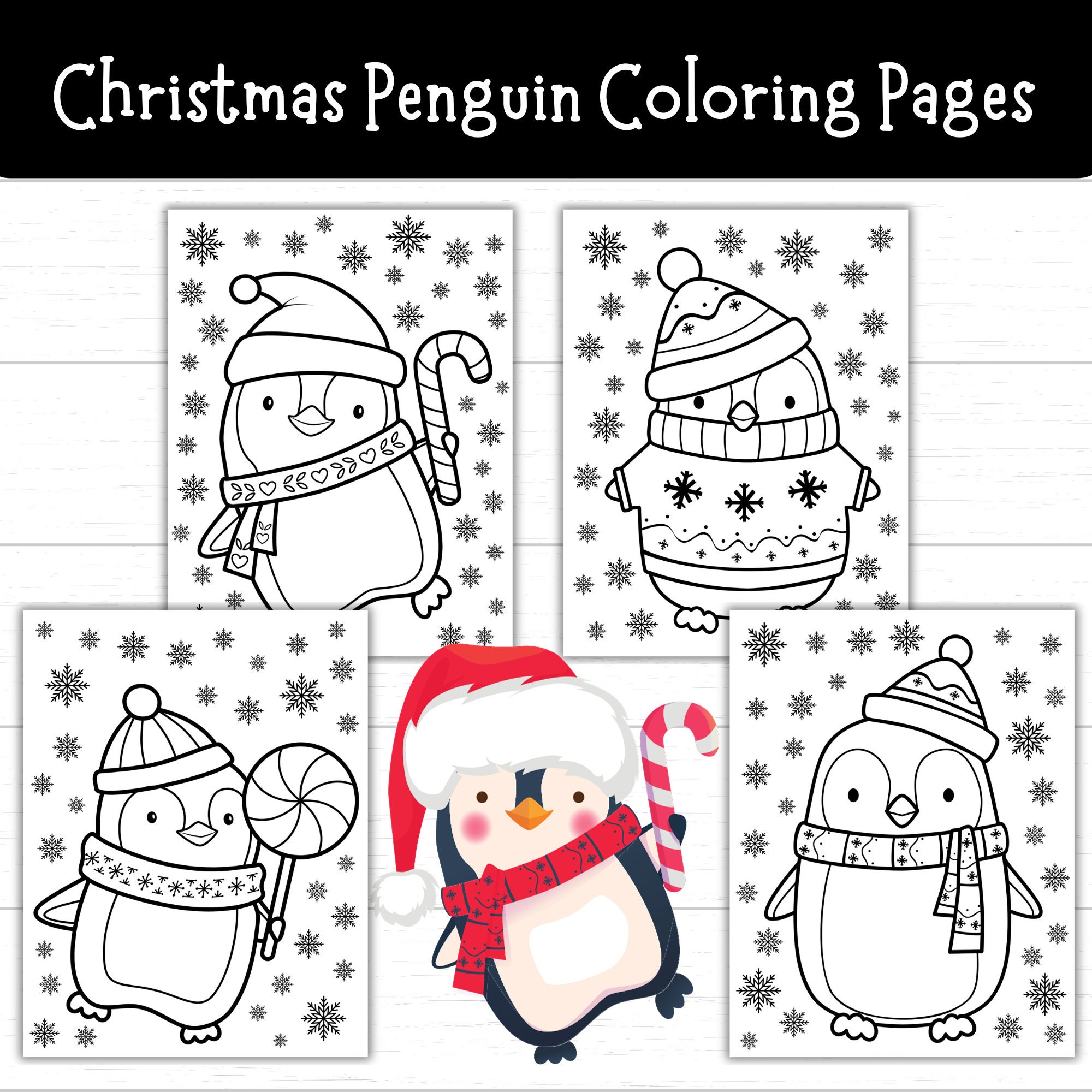 Christmas Penguin Coloring Pages, Winter Penguin Coloring Pages