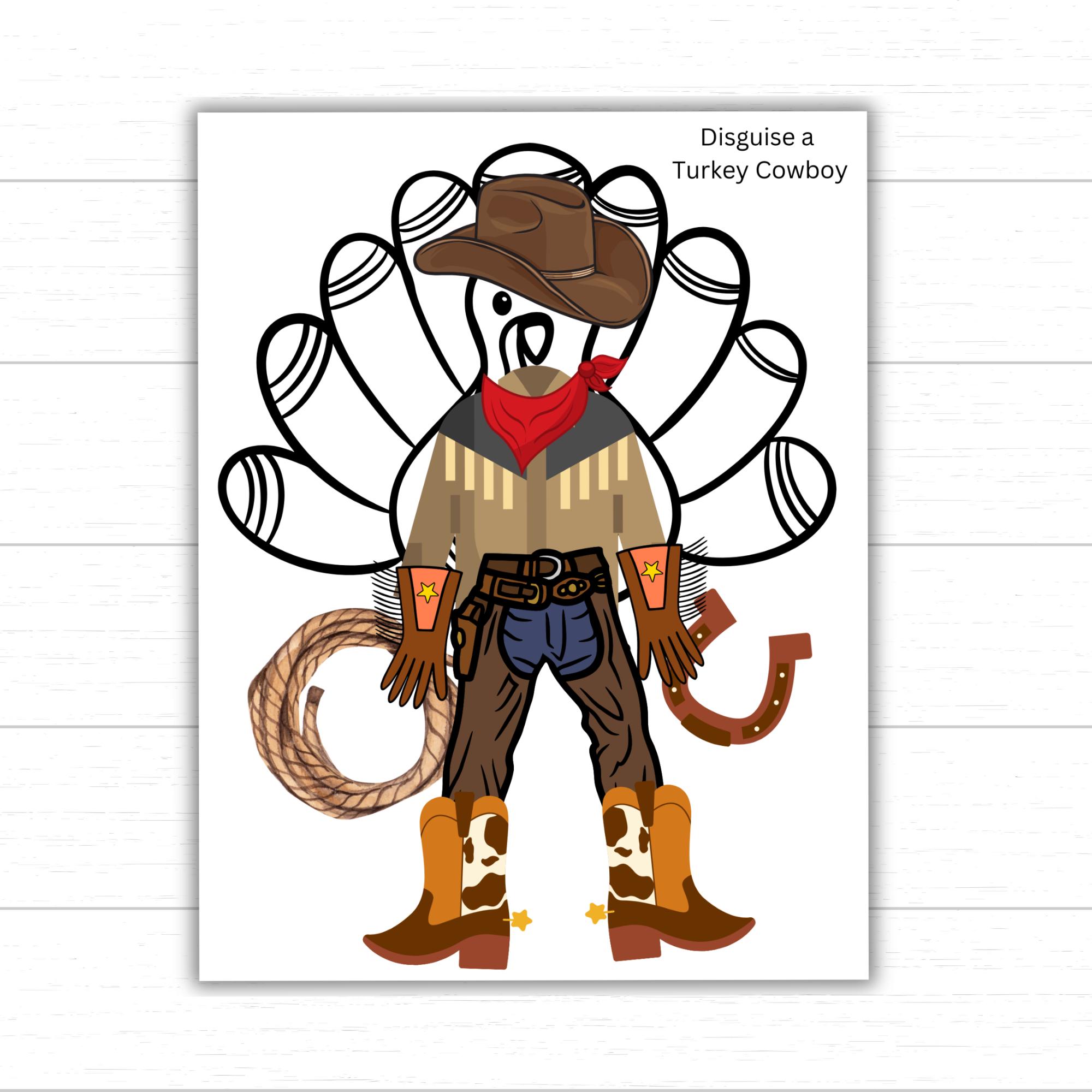 disguise a turkey cowboy, cowboy turkey, cowboy turkey in disguise