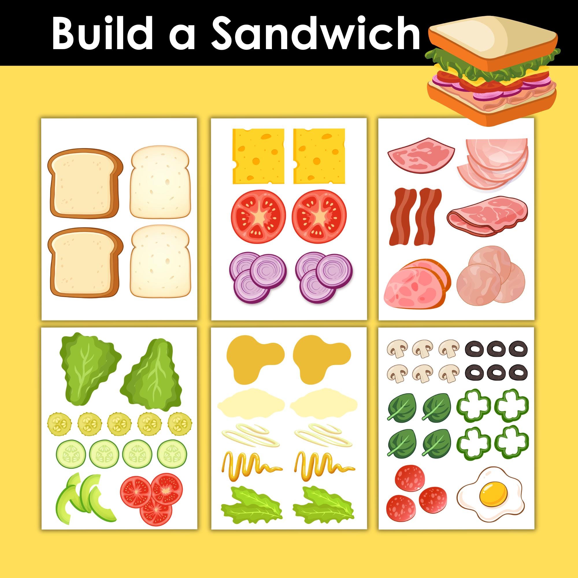 33 Awesome Food Crafts for Kids To Keep Them Entertained 11 Build a Sandwich Printable Activity for Kids Dramatic Play Food…
