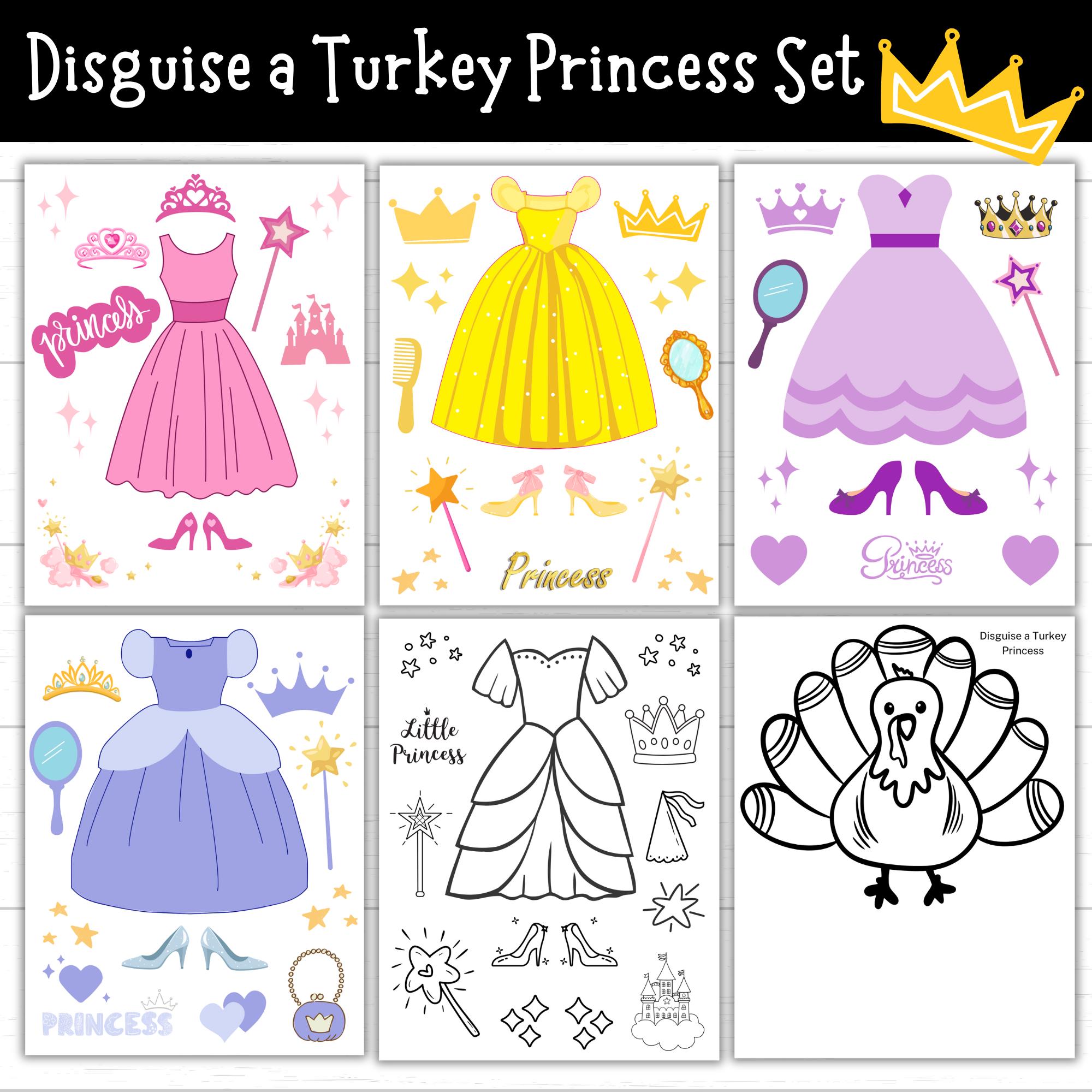 disguise a turkey princess, printable princess outfits, turkey in