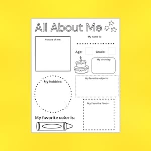 All About Me Activity | Back to School | Personalized Learning Activity | Children&#39;s Self-Discovery | Educational Homeschool Resource