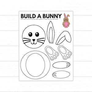 Build a Bunny Printable, Printable Bunny Activities, Rabbit Printables, Easter Printables for Kids, Spring Activities for Kids, Digital PDF image 2