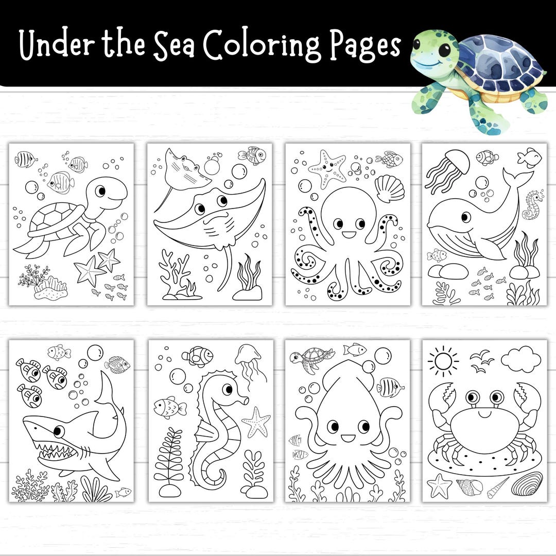 Under the Sea Coloring Pages for Kids, Printable Ocean Animal Coloring ...
