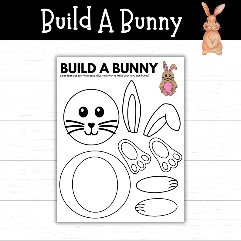 Build a Bunny Printable, Printable Bunny Activities, Rabbit Printables, Easter Printables for Kids, Spring Activities for Kids, Digital PDF image 1