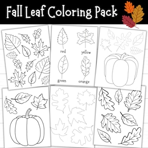 Páginas para colorear de hojas de otoño, actividades de hojas de otoño, paquete de actividades de hojas de otoño, imprimibles de otoño para niños, hojas de trabajo de otoño, actividades de hojas para otoño