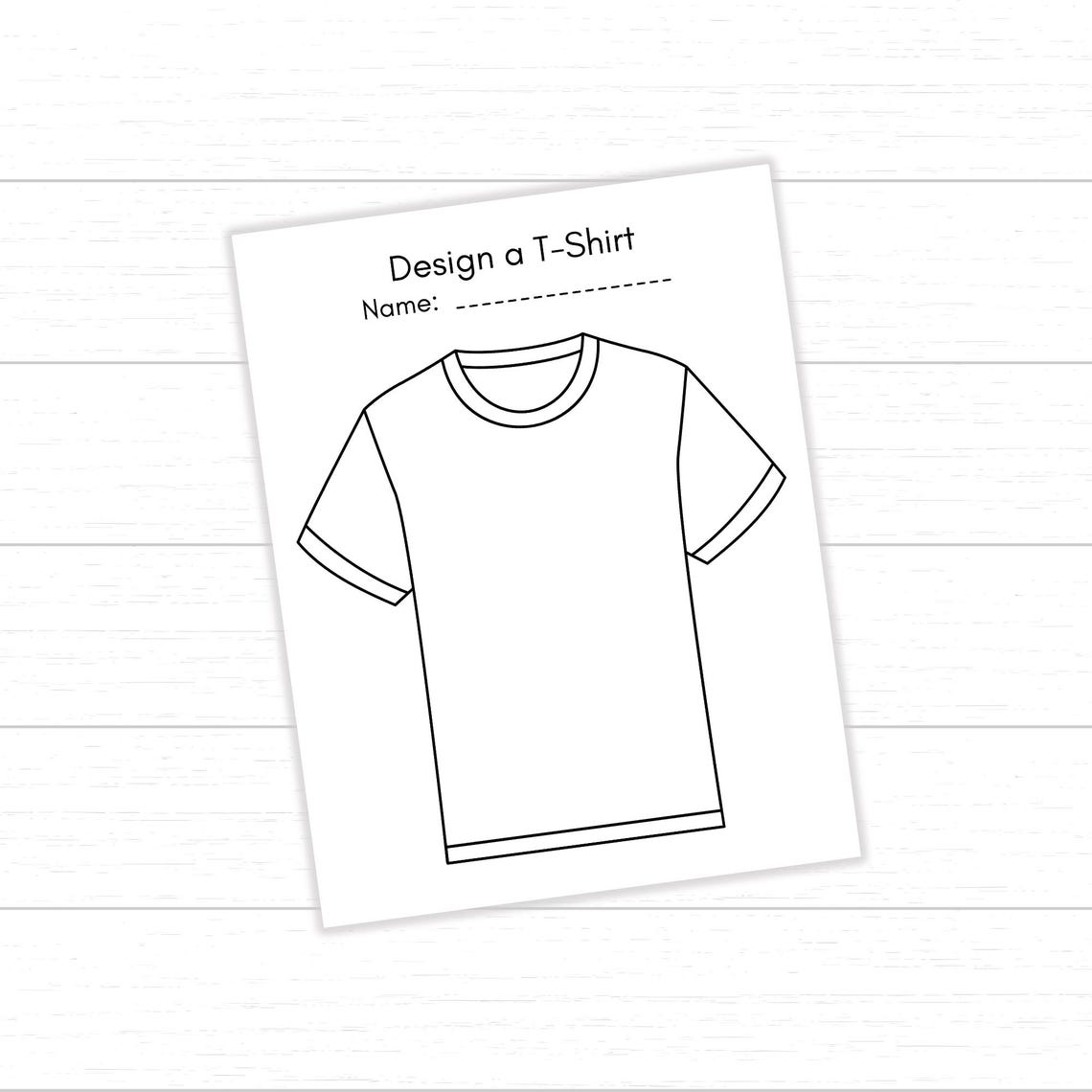 Design Tshirt Printable Template, Color Your Own Tee, Decorate Shirt