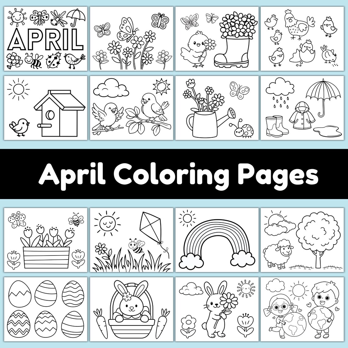 April Coloring Pages for Kids Printable | Spring Coloring Sheets ...