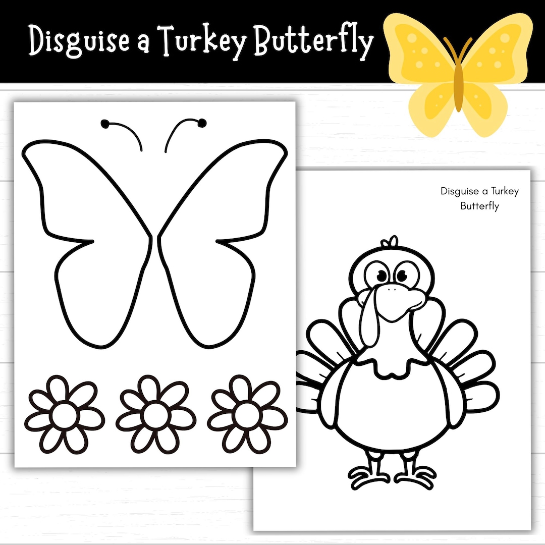 disguise a turkey butterfly, printable thanksgiving craft