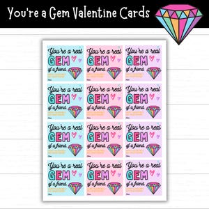 Du bist ein Edelstein Valentinstagskarten, druckbare Valentinstagskarten, Klassenzimmer-Börse, Geschenkanhänger, Edelsteinkarten zum Drucken, Februar, digitales PDF, niedlich