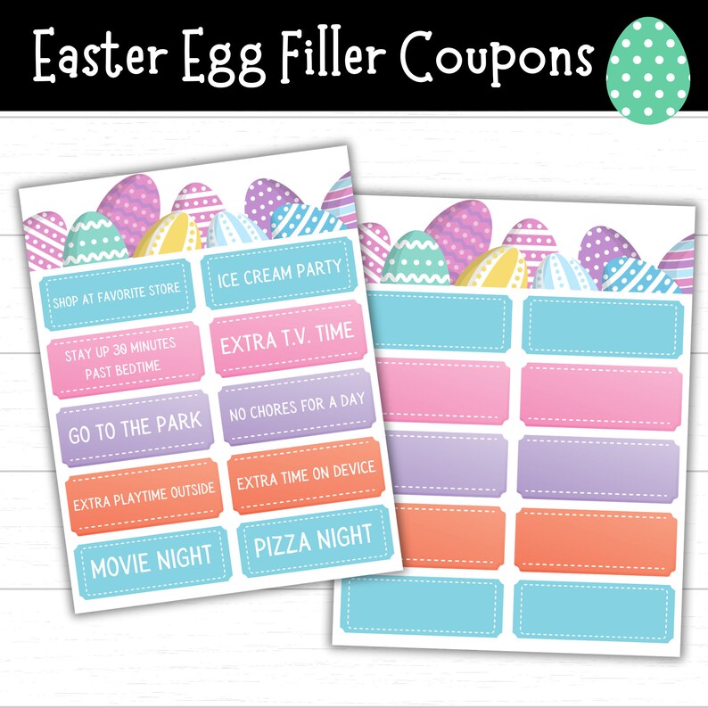 Easter Egg Filler Coupons, Non Candy Easter Egg Fillers, Easter Egg Filler Ideas, Printable Easter Coupons, Easter Egg Hunt image 1