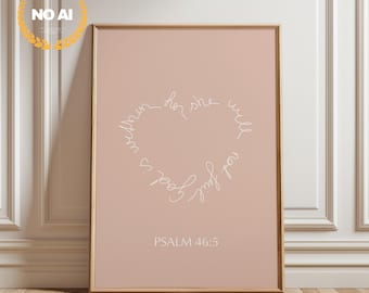 Psalm 46 5, God is within her, Daughter of God, Bible Verse, Beige and White, Digital Download