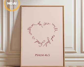 Psalm 46 5, God is within her, Daughter of God, Bible Verse, Beige and White, Digital Download