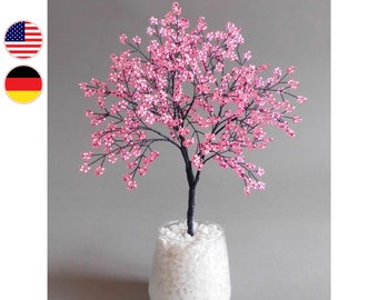Instrucciones para hacer un árbol de cuentas: un bonsái de flor de cerezo hecho con cuentas, alambre y amor: fácil incluso para principiantes.