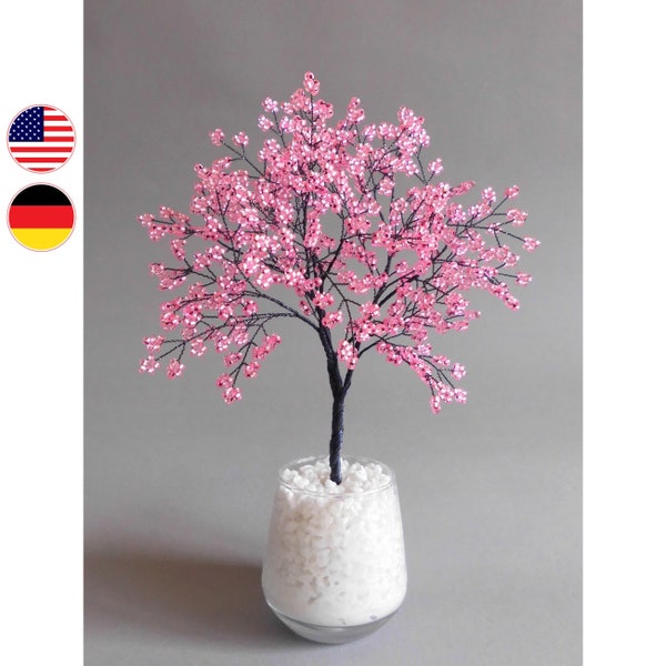 Crafting tutorial bonsai cherry blossom tree - beaded tree easy from beads, wire and love