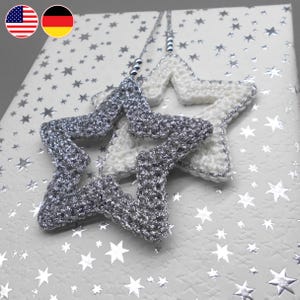 Crochet pattern star hanging decoration - versatile & easy from scraps of yarn