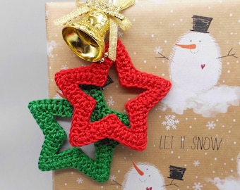 Crochet pattern star ornament pendant small, Christmas decoration easy and versatile crocheting from scraps of yarn, holiday season decor