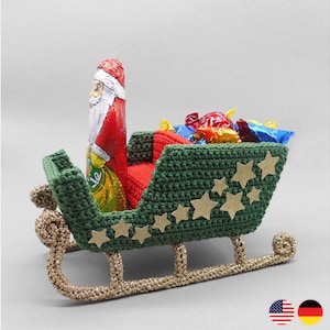 Crochet pattern Christmas sleigh - sledge to fill & decorate - easy