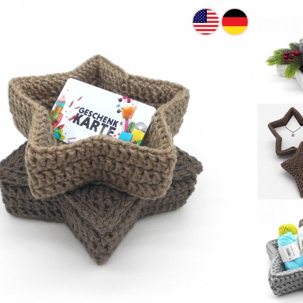 Häkelanleitung Stern Schachtel für Weihnachten häkeln und basteln - super vielseitig als Geschenkbox & Weihnachtsdeko