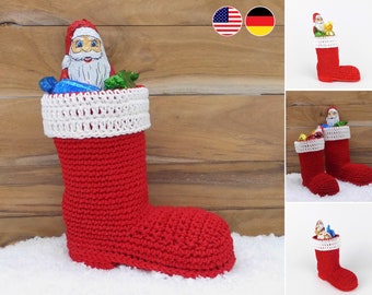 Crochet pattern for Christmas: Santa boot - to fill & decorate