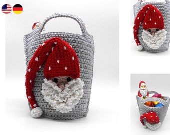 Crochet pattern Christmas gnome gift bag - Secret Santa easy & versatile from scraps of yarn